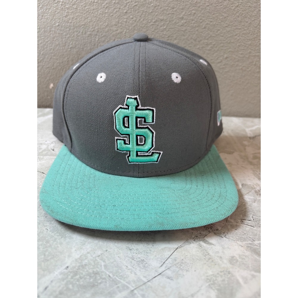 Men's Salt Lake Bees Snapback Grey Turquoise Flat Brim MiLB New Era